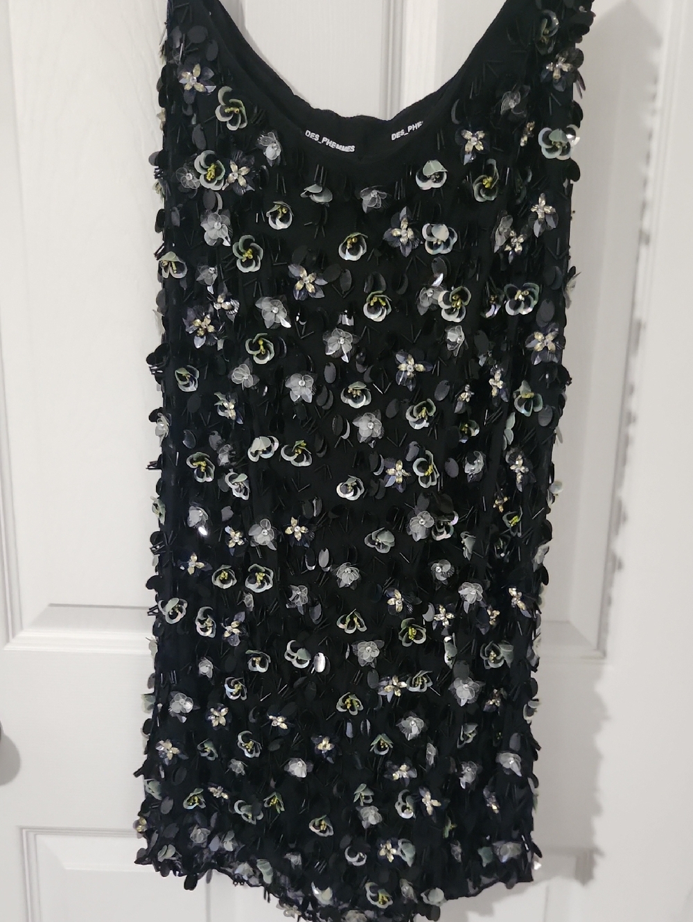 Black Floral Appliqué Midi Skirt
